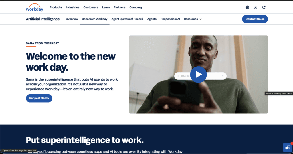 Screenshot of Workday's Artificial Intelligence Webpage
