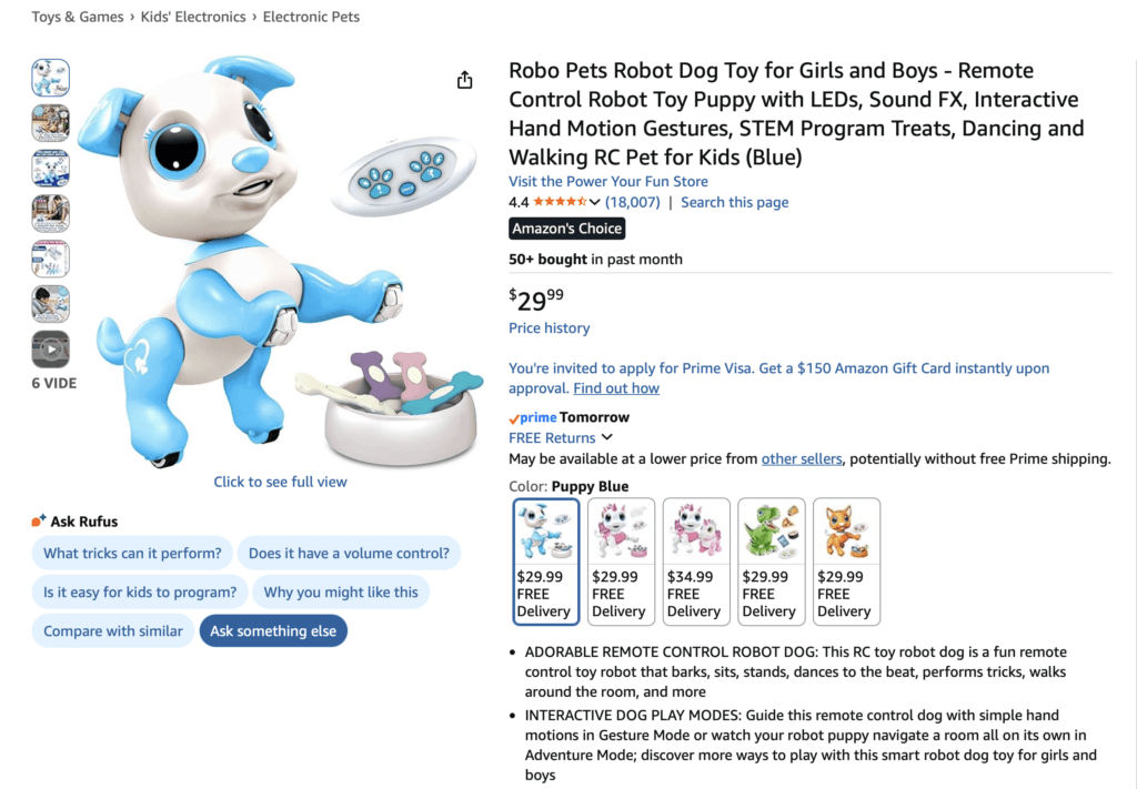 Robo Pets Robot Dog Toy for Girls and Boys Amazon Associates