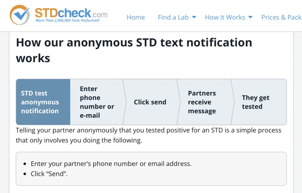 STDcheck.com anonymous text notification