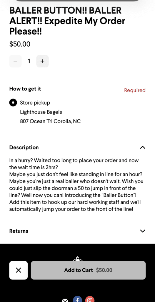 Screenshot of BALLER BUTTON!! BALLER ALERT!! Expedite My Order Please!! $50.00