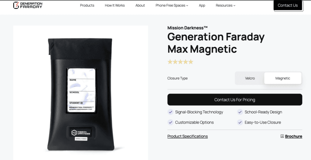 Generation Faraday bag used for student phones held as a result of AB 3216 Legislation
